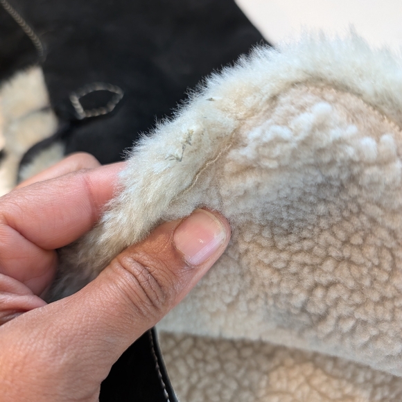 Michael Kors Lace Up Shearling Wedge Black Suede Mid Calf Winter Boots Women's 7 - Picture 9 of 11